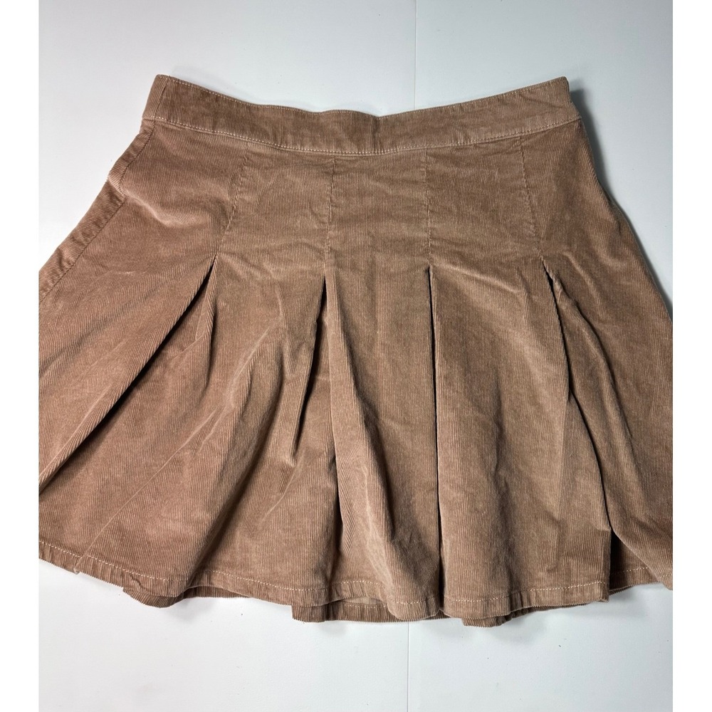 Hollister Ultra High-Rise Tan Corduroy Pleated Mini Skirt Brown Size M